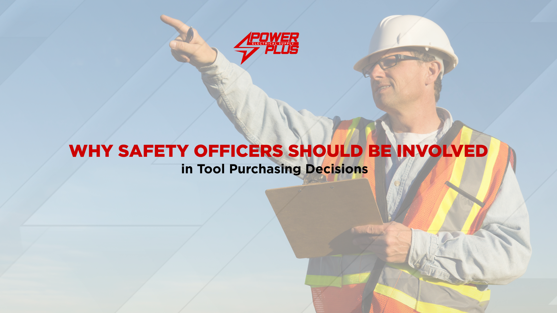 Safety officer wearing hard hat and reflective vest reviewing site plans and directing worksite operations
