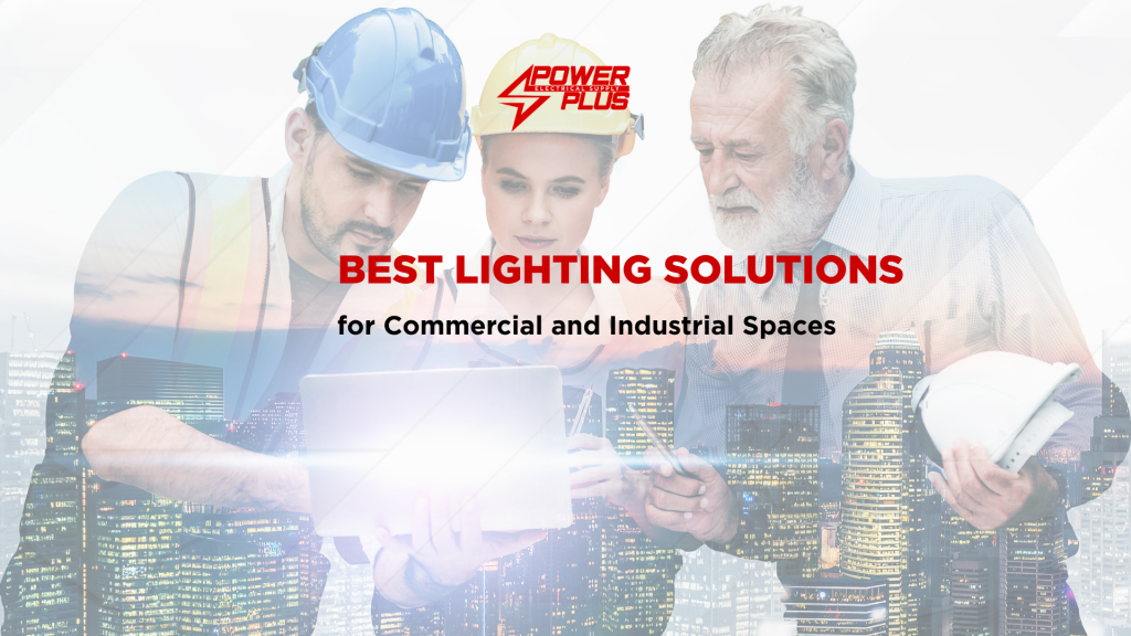 Engineers reviewing lighting plans for commercial and industrial spaces, highlighting efficient lighting solutions for improved visibility and energy savings.