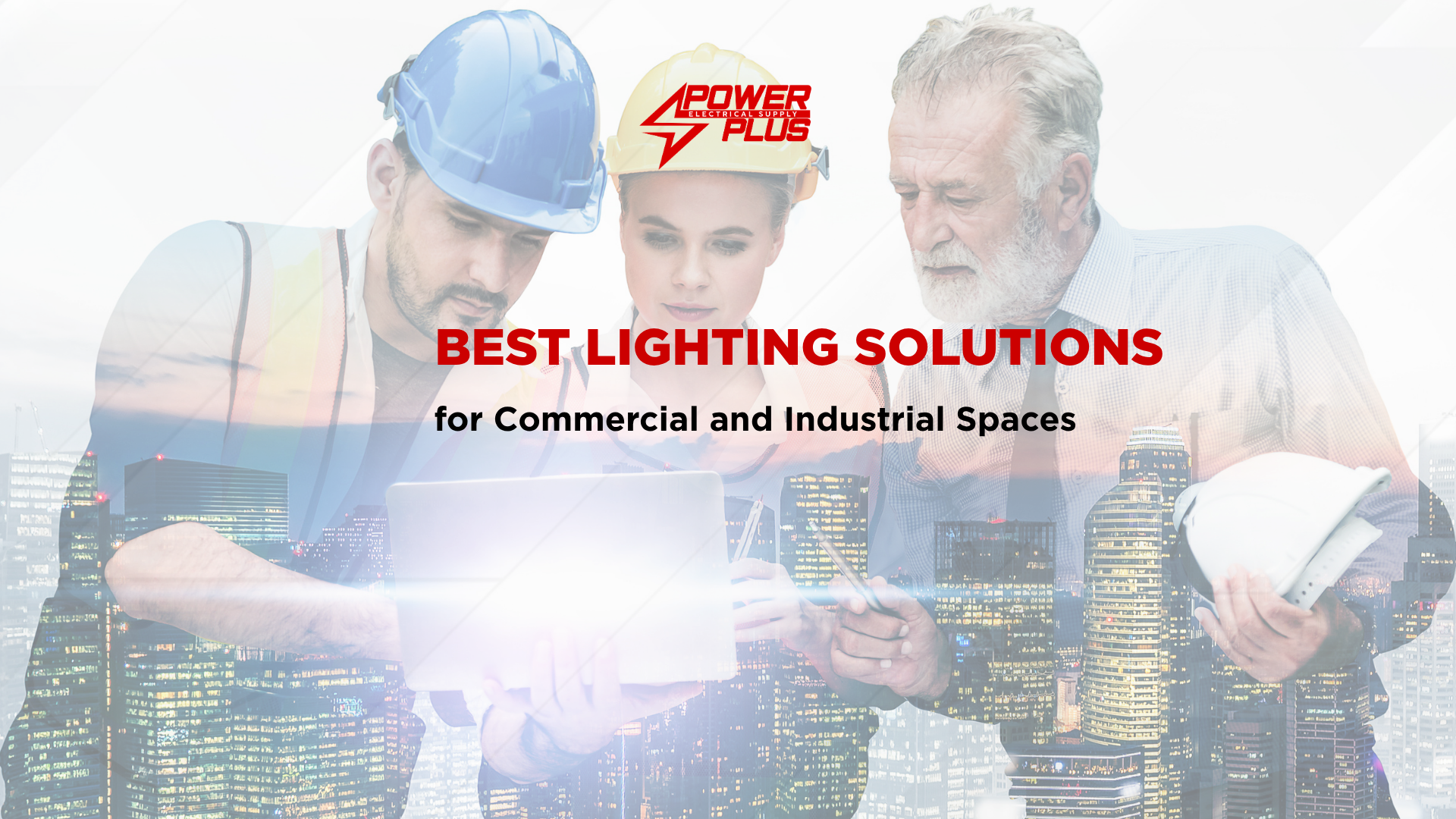 Engineers reviewing lighting plans for commercial and industrial spaces, highlighting efficient lighting solutions for improved visibility and energy savings.