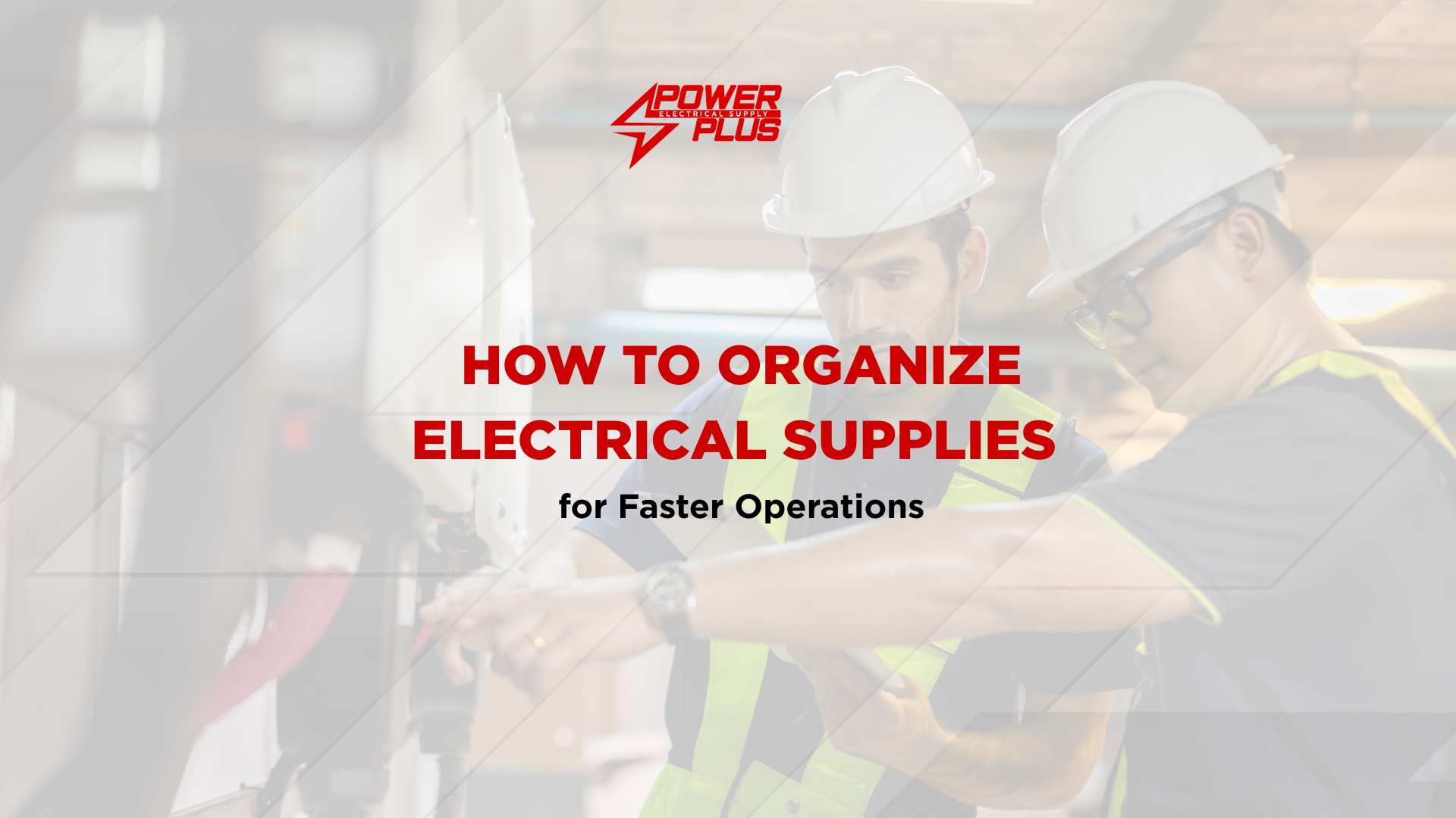 Organized electrical supplies in a warehouse for construction and industrial projects